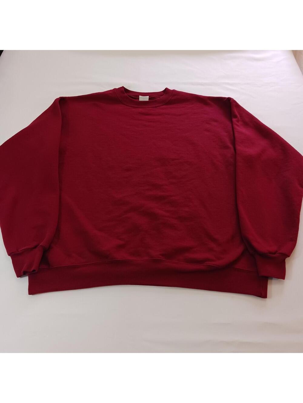 Hanes EcoSmart Crew Neck Men's Red Cotton Pullover Sweatshirt Long Sleeve L